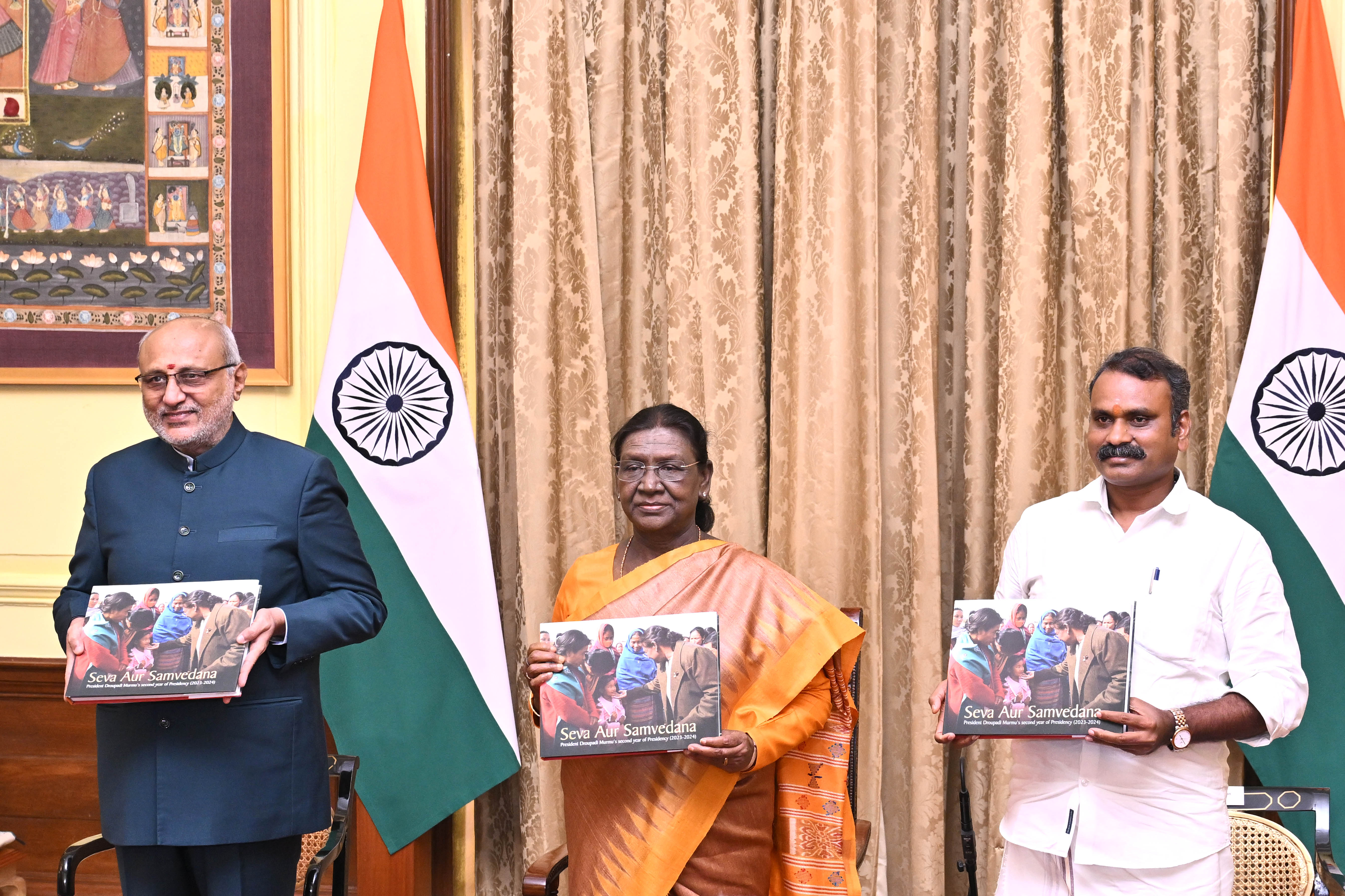The Vice President of India releases publications pertaining to the Presidency of President Droupadi Murmu at Rashtrapati Bhavan in her presence on 28 Jul 2026
