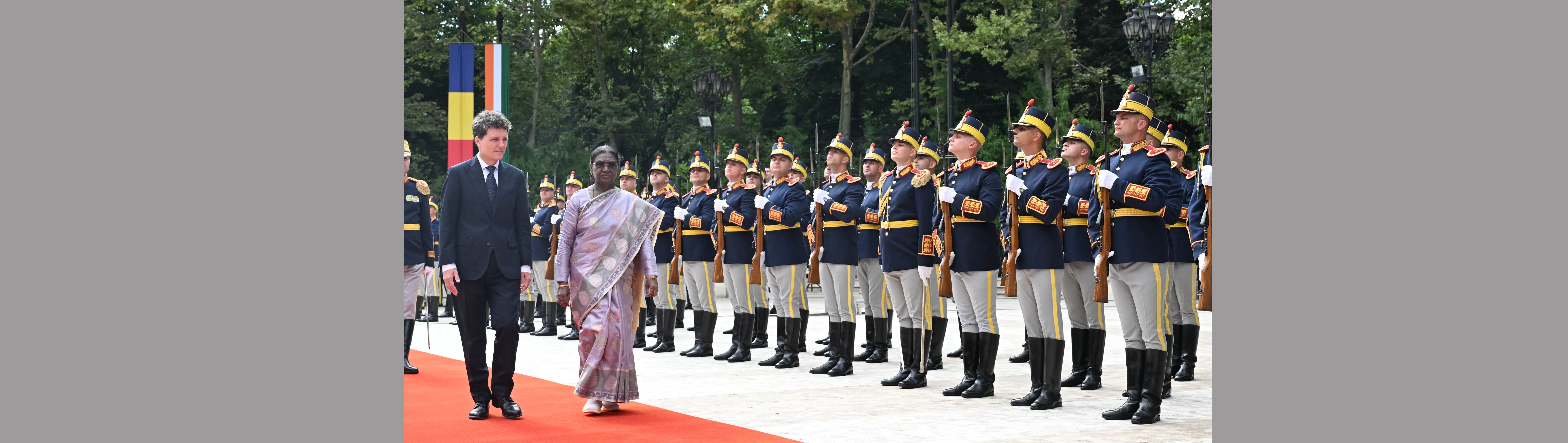 The President of India Smt Droupadi Murmu was accorded a ceremonial welcome and guard of honour at Cotroceni Palace, Bucharest on July 23, 2026.