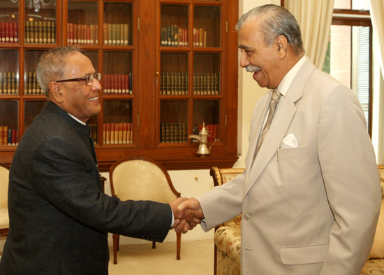 The Former Chief Justice of India, Shri Justice A.M. Ahmadi calling on the President of India, Shri Pranab Mukherjee at Rashtrapati Bhavan in New Delhi on August 25, 2012.