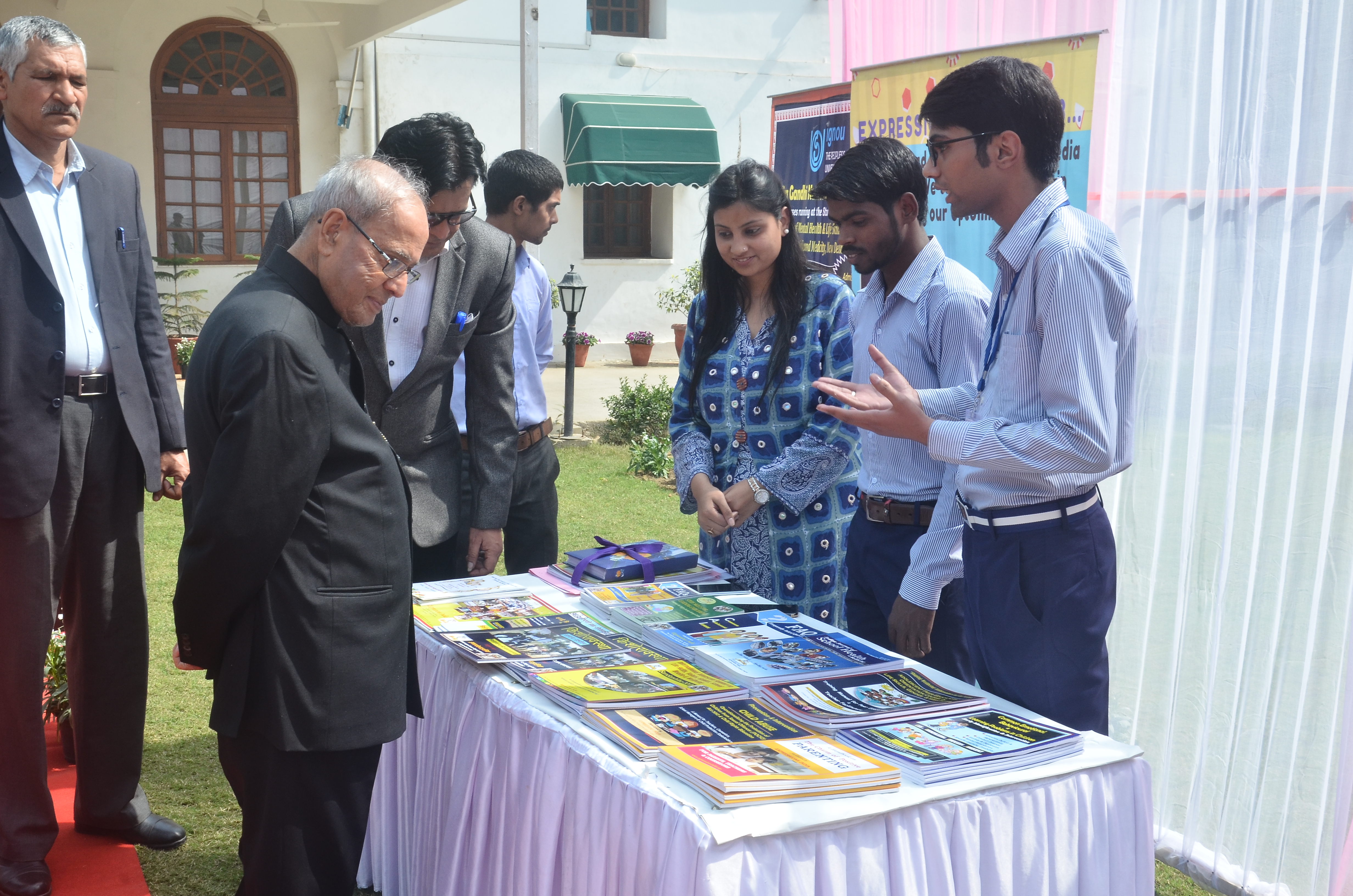 The Former President of India, Shri Pranab Mukherjee with students during the ‘PRANAB SIR KI PAATHSHALA’ on “THE CHARM AND CHALLENGES OF ADOLESCENCT HEALTH & WELLBEING IN INDIA” at 10, Rajaji Marg in New Delhi on February 22, 2018.