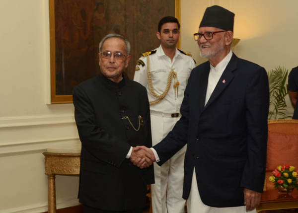 The Prime Minister of Nepal, His Excellency Mr. Sushil Koirala calling on the President of India, Shri Pranab Mukherjee at Rashtrapati Bhavan in New Delhi on May 27, 2014. 