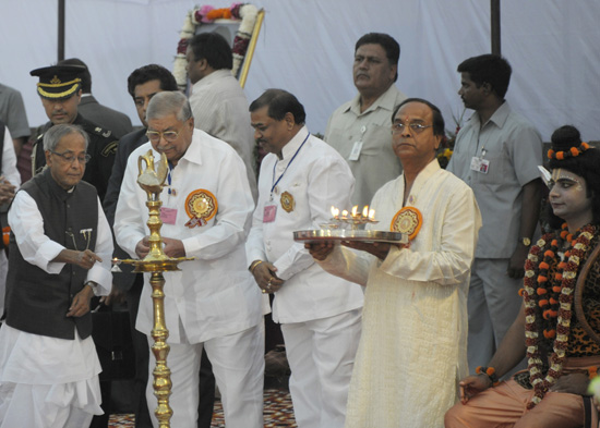 The President of India, Shri Pranab Mukherjee attending Dussehra Celebrations at Dharmic Leela Committee at Subhash Maidan (Parade Ground) in New Delhi on October 24, 2012.