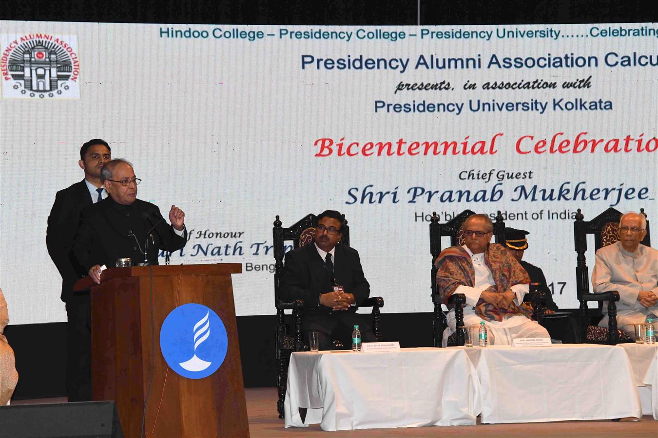 The President of India, Shri Pranab Mukherjee addressing at the inauguration of Bicentenary celebrations of Presidency University at Kolkata in West Bengal on January 20, 2017.