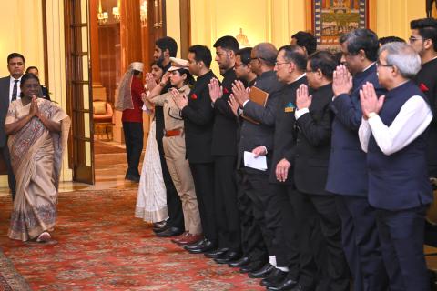 Ceremonial welcome of President Lee Jae Myung of the Republic of Korea at Rashtrapati Bhavan on April 20, 2026.