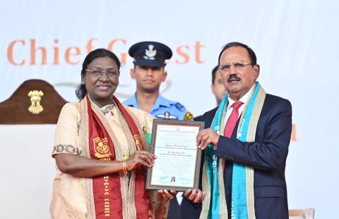 President Droupadi Murmu graces the fifth convocation ceremony of Rashtriya Raksha University at Gandhinagar on April 14, 2026