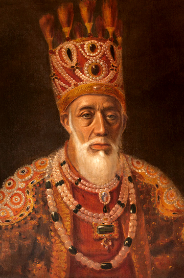 Akbar Shah, c. 1800, Probably by Robert Home, Oil on Canvas , 1’11.1/2”x2’4.1/2” -- 1