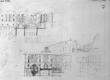 Sketch of the Rashtrapati Bhavan, Edwin Landseer Lutyens, Pencil on paper -- 2
