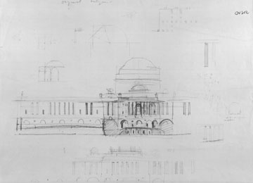 Sketch of Rashtrapati Bhavan, Edwin Landseer Lutyens, Pencil on Paper -11 