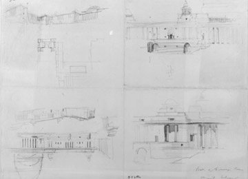 Sketch of Rashtrapati Bhavan, Edwin Landseer Lutyens, Pencil on Paper -- 21