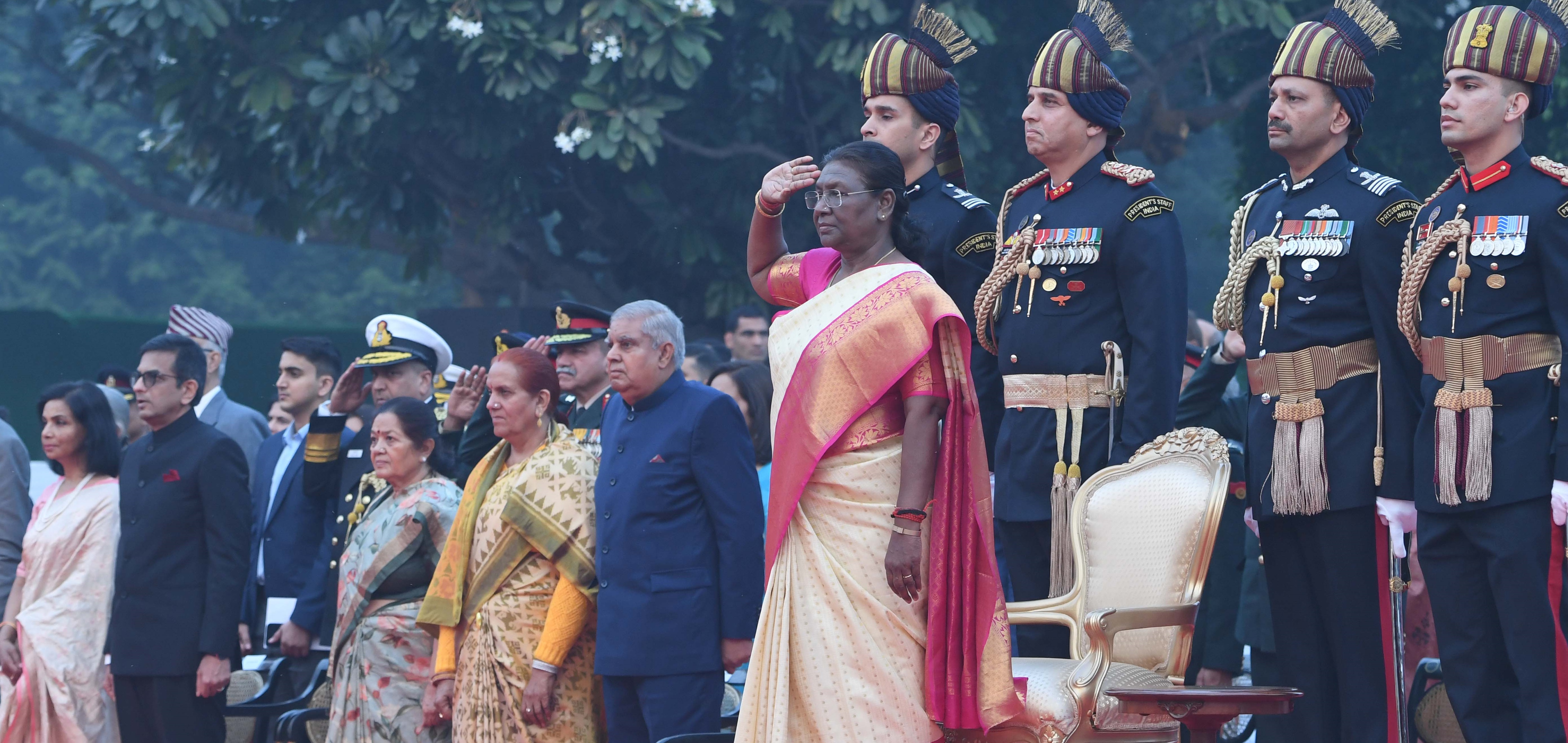 The President of India, Smt Droupadi Murmu presented a new Standard of Bodyguard and renewed Regimental Standard to the President’s Bodyguard (PBG) at a ceremony held at Rashtrapati Bhavan on November 16, 2023.