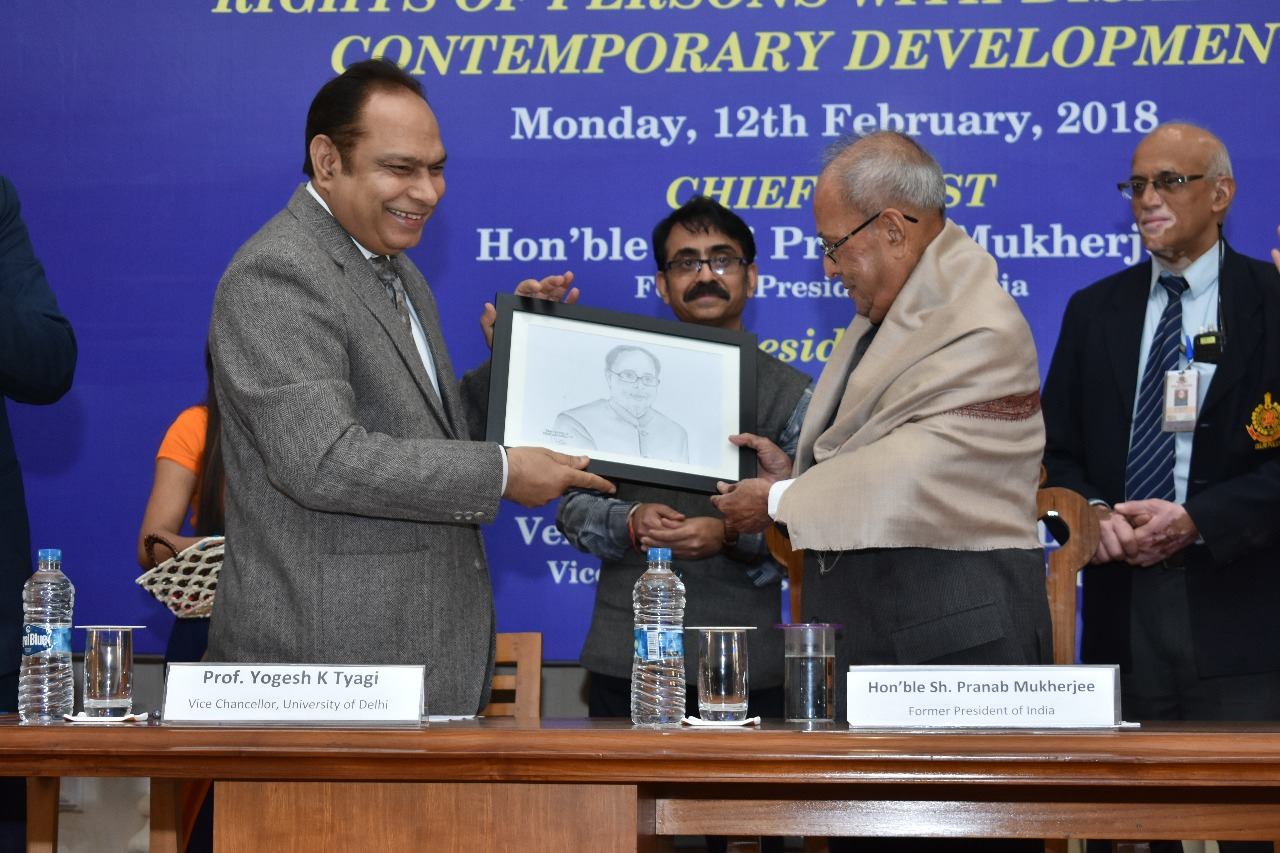 The Former President of India, Shri Pranab Mukherjee at the National Seminar on Rights of Persons with  Disabilities at Law Faculty, University of Delhi in New Delhi on February 12, 2018.