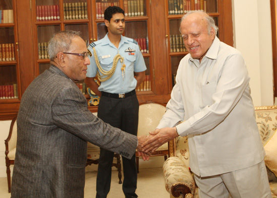 The Member of Parliment(RS), Prof. M.S. Swaminathan calling on the President of India, Shri Pranab Mukherjee at Rashtrapati Bhavan in New Delhi on August 27, 2012.