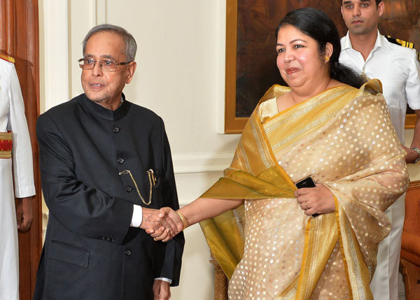The Speaker of the Parliament of People's Republic of Bangladesh, Dr. Shirin Sharmin Chaudhury calling on the President of India, Shri Pranab Mukherjee at Rashtrapati Bhavan in New Delhi on May 27, 2014. 