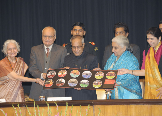 The President of India, Shri Pranab Mukherjee at the inaugural function of the Silver Jubilee Celebration of Indira Gandhi National Centre of Arts at Rashtrapati Bhavan Auditorium on November 19, 2012. Also seen are the Union Minister of Culture, Ms. Chan