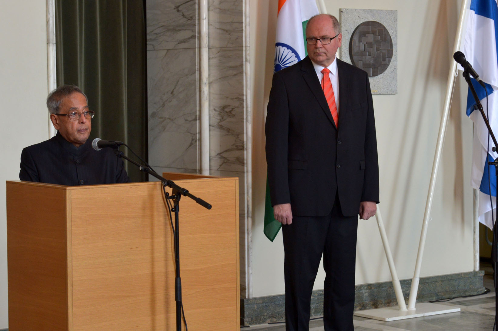 The President of India, Shri Pranab Mukherjee addressing at Parliament of Finland at Helsinki in Finland on October 16, 2014. 