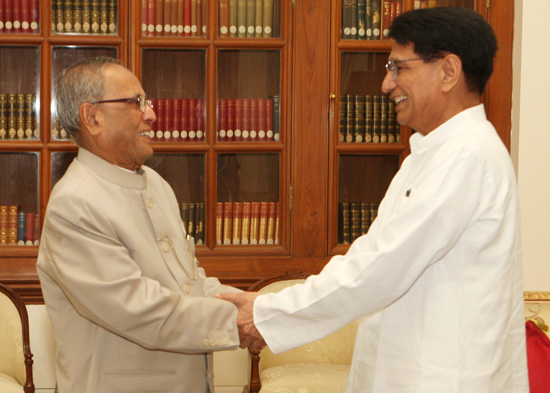 The Union Minister of Civil Aviation, Shri Ajit Singh calling on the President of India, Shri Pranab Mukherjee at Rashtrapati Bhavan in New Delhi on August 13, 2012.