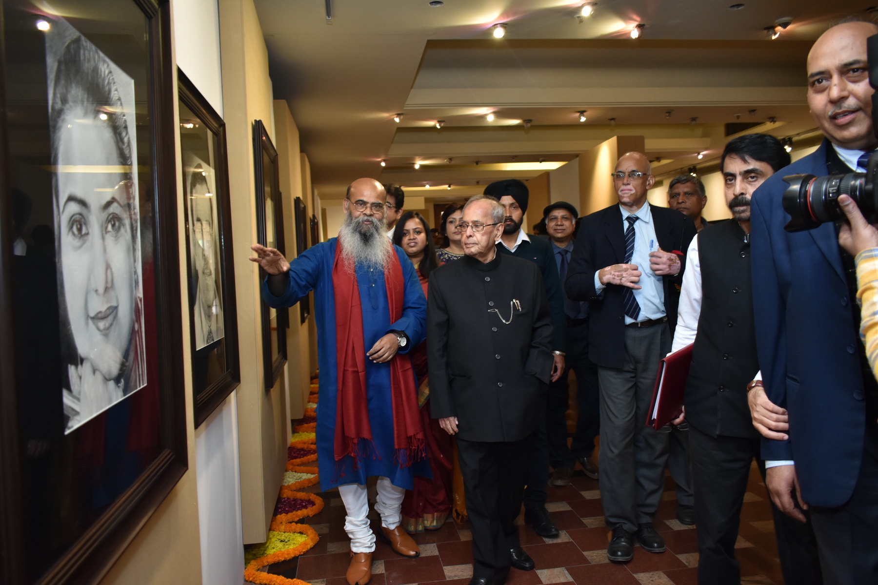 The Former President of India, Shri Pranab Mukherjee at the inauguration of Painting Exhibition by Shri Dipak Ghosh in New Delhi on February 03, 2018.