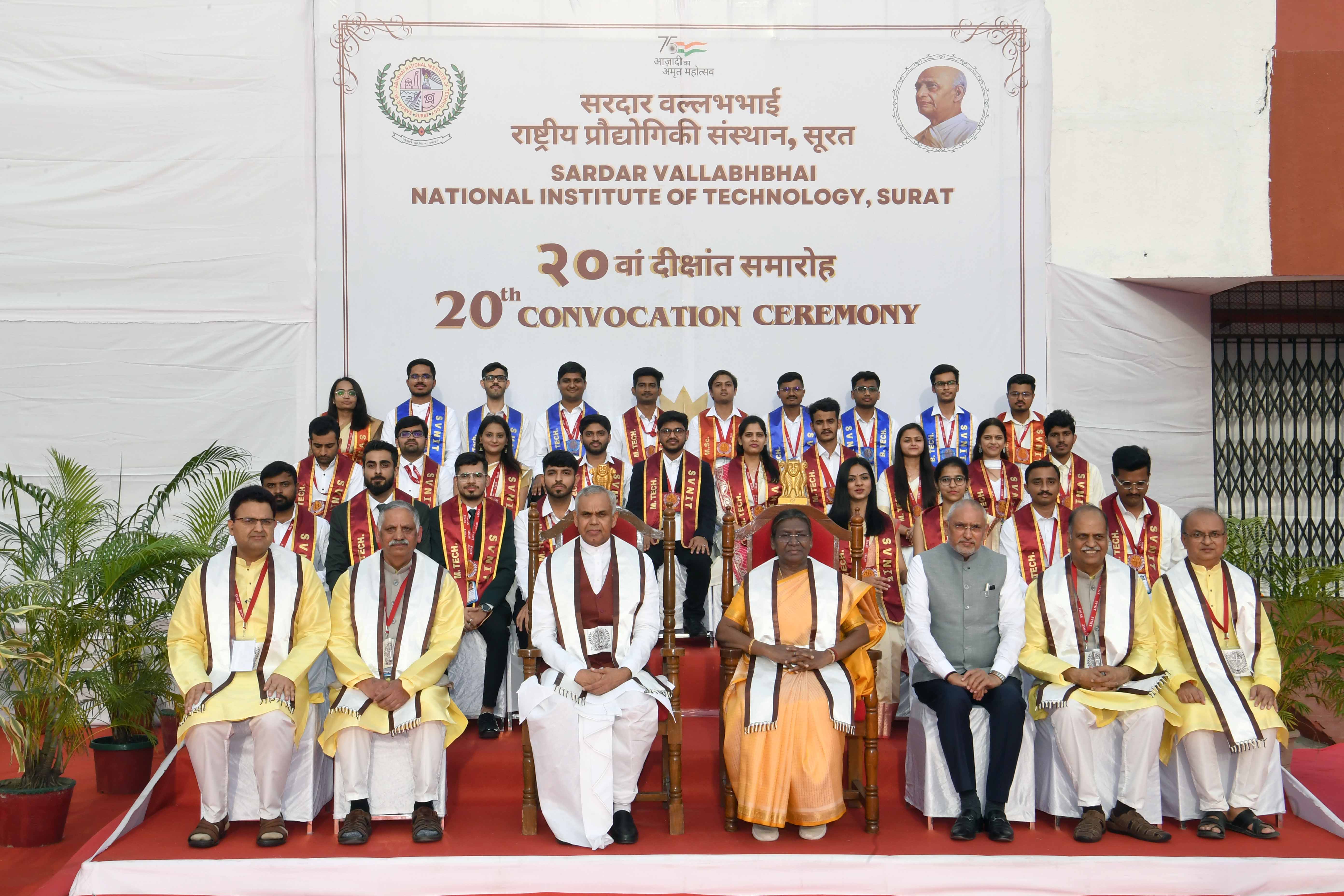The President of India, Smt Droupadi Murmu graced and addressed the 20th convocation of Sardar Vallabhbhai National Institute of Technology, Surat on February 12, 2024. 