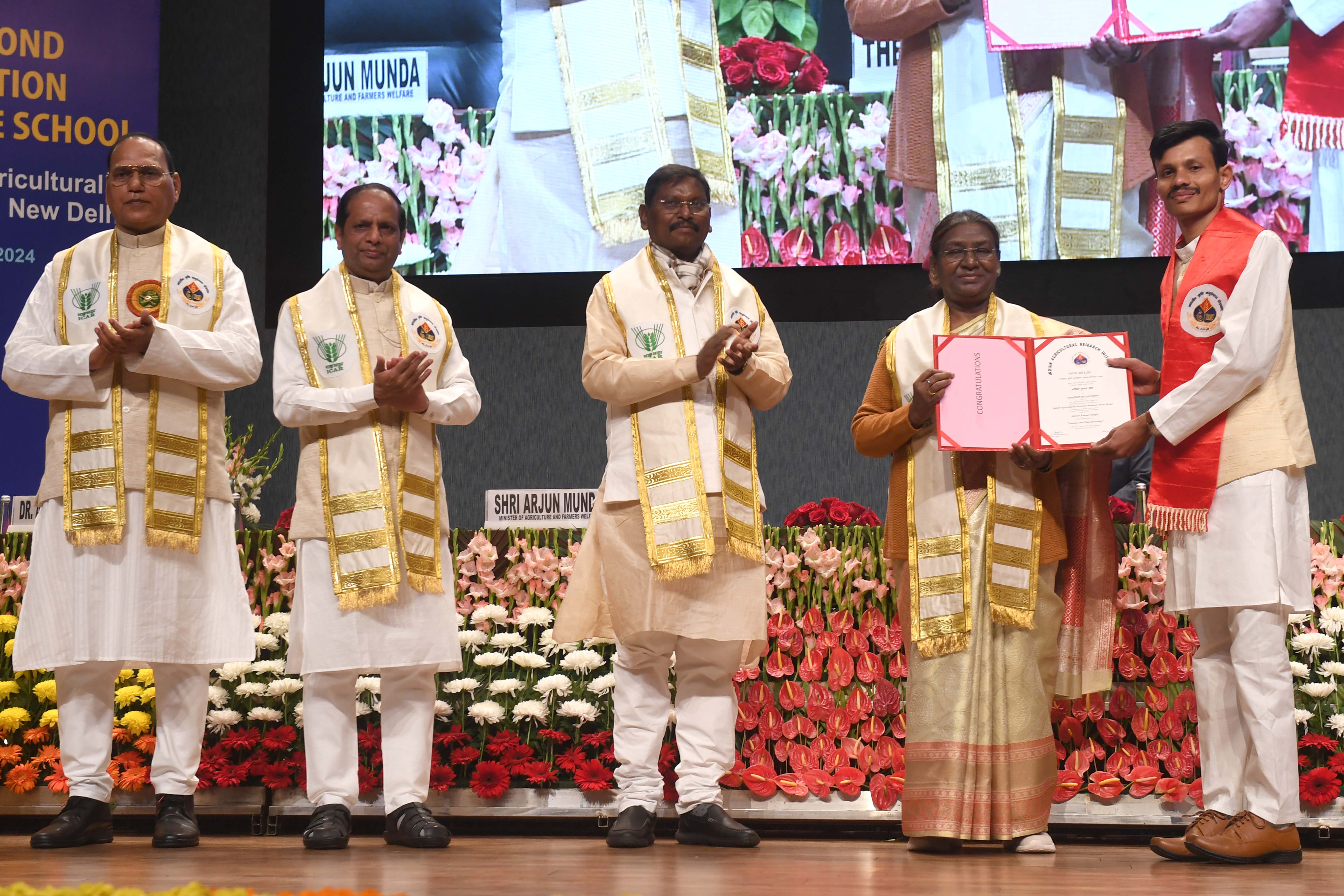 The President of India, Smt Droupadi Murmu graced and addressed the 62nd convocation of the ICAR-Indian Agricultural Research Institute in New Delhi on February 9, 2024.
