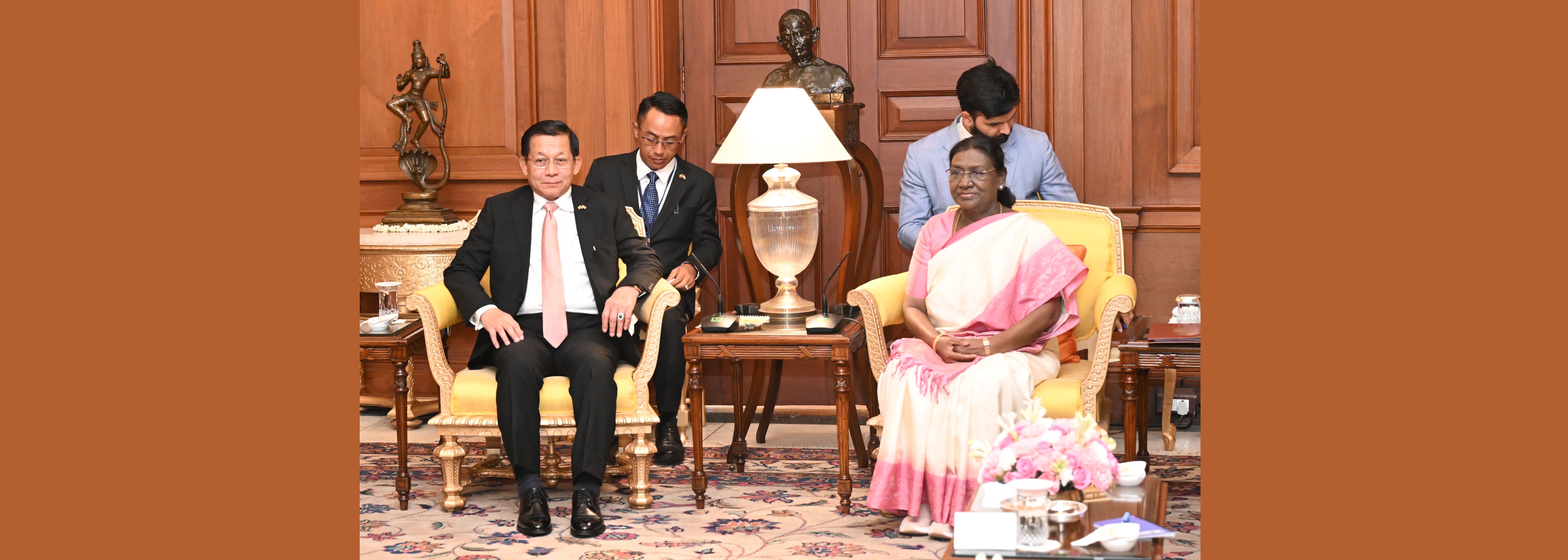 The President of India, Smt Droupadi Murmu received H.E. U Min Aung Hlaing, President of the Republic of the Union of Myanmar at Rashtrapati Bhavan on June 1, 2026.