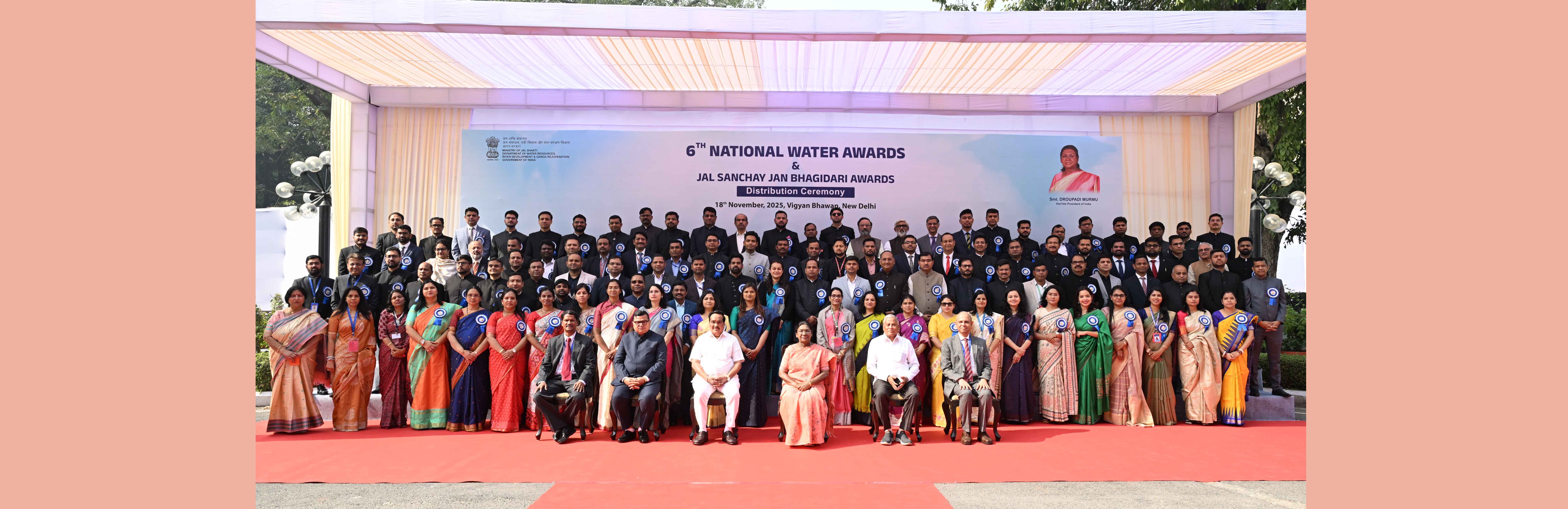 The President of India, Smt. Droupadi Murmu presented the sixth National Water Awards and Jal Sanchay-Jan Bhagidari Awards at a function held in New Delhi on November 18, 2025.